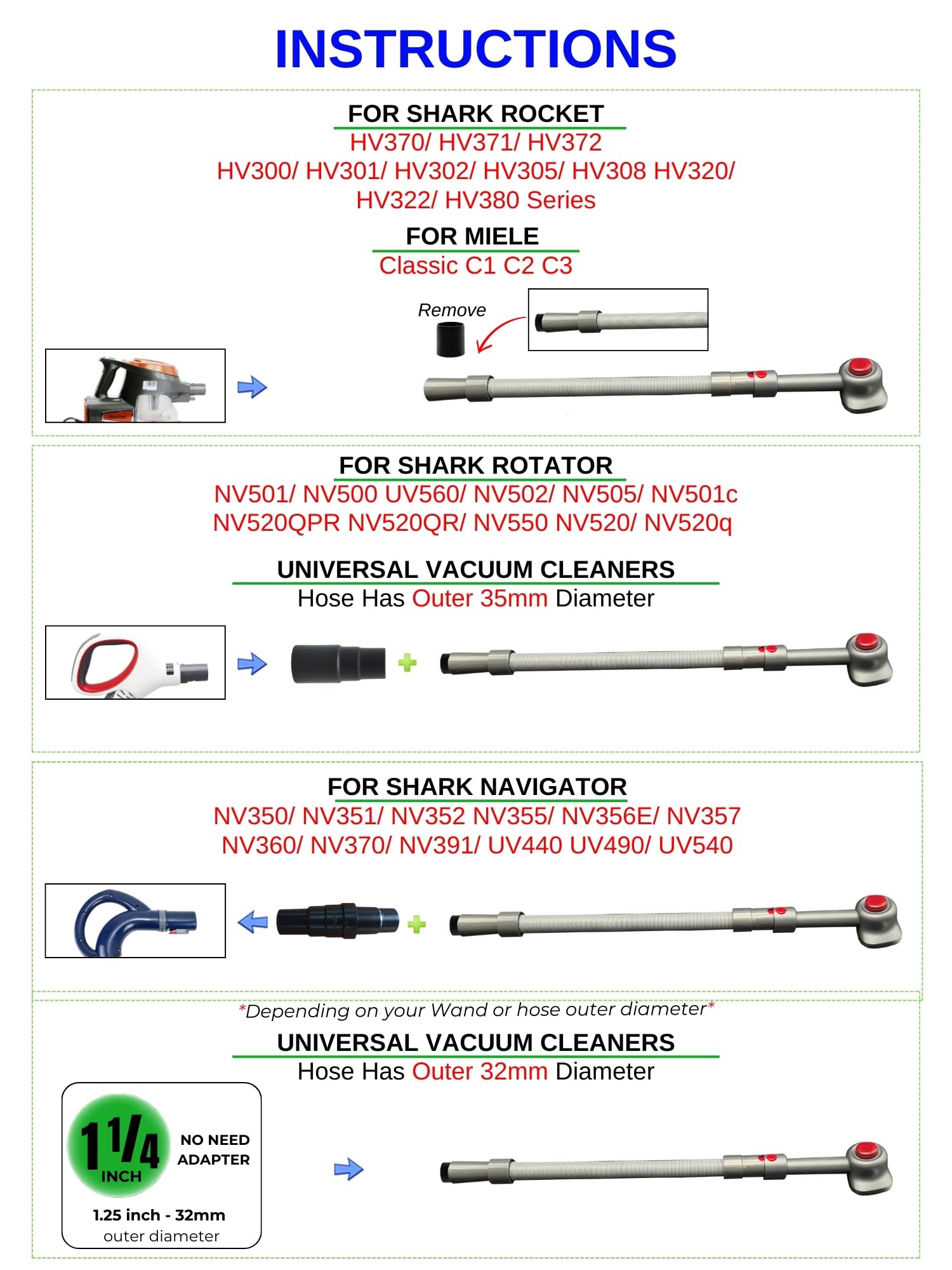 cepillo para polvo de aseo para perros y mascotas y manguera de aspiradora de extensión para aspiradoras con mangueras de 1-1/4 pulgadas o 1-3/8 pulgadas y Dyson V6 DC59 DC56 DC4 - Herramienta de fijación de pelo de mascotas, cepillo para polvo de limpiez