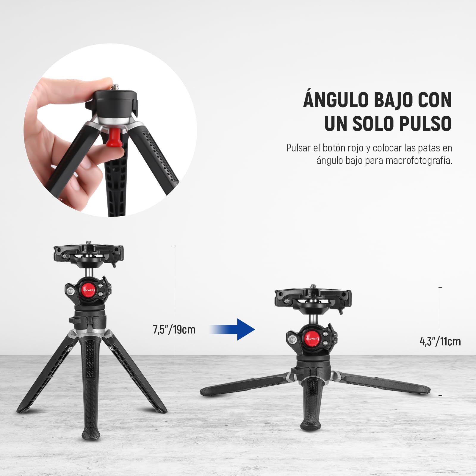 Trípode Cámara Neewer Negro Soporte 2 en 1 para Vlogging y Grabación