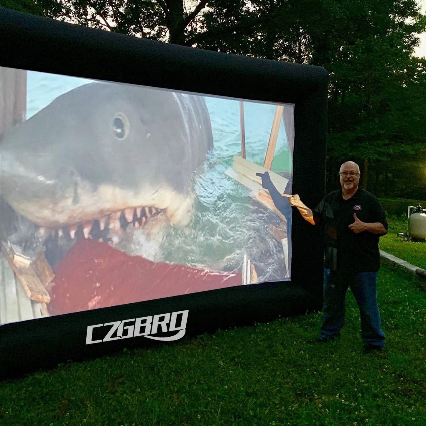 CZGBRO - visualización inflable para proyector – visualización de cine al aire última intervensión para fiestas de películas, patio trasero exterior con soplador de aire y bolsa de transporte,