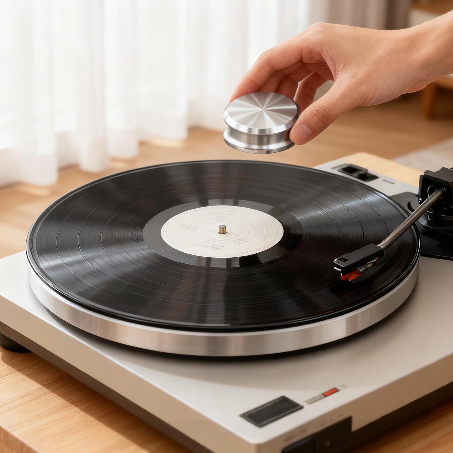 Pancosmy - Estabilizador de peso de registro de 312 g, plata, soporte giratorio de perfil bajo, para reproductor de discos con base suave, se adapta debajo de la cubierta del polvo del tocadisco