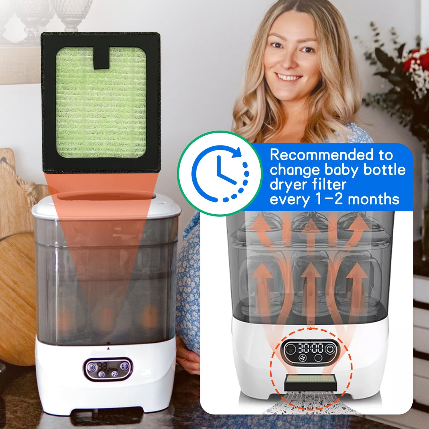 Filtro HEPA de Repuesto Brezza para Secador de Biberones Avanzado de Bebé
