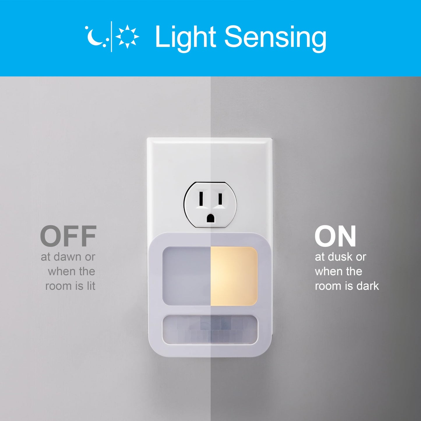GE Luz Nocturna LED, Blanca Con Sensor De Movimiento Y Luz, 20 Lúmenes, Certificacion-UL, Moderna Ideal Para Sala De Estar, Baño, Dormitorio, Guardería, 1 Pieza, 40865