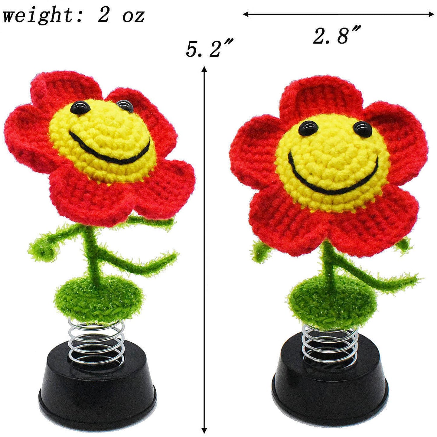 Regalos de girasol para mujer, decoración de girasol hecha a mano, decoración de salpicadero de coche, decoración de pared de flores, diseño de calcomanía inferior (rojo)