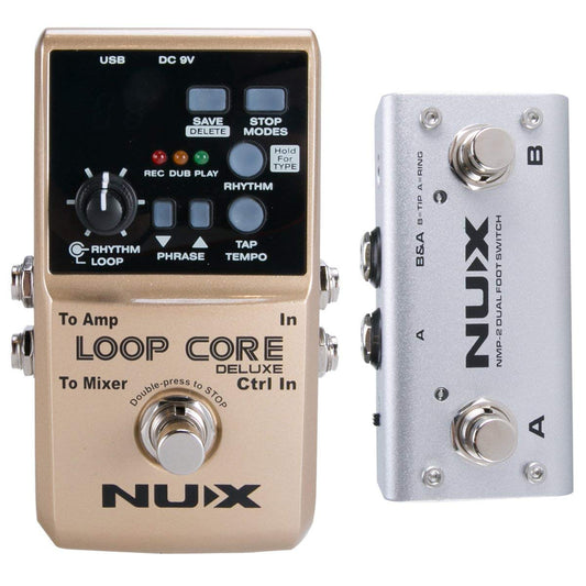 Bucle de Guitarra NUX Loop Core Deluxe Dorado con 8 Horas de Tiempo y Detección Automática de Tempo