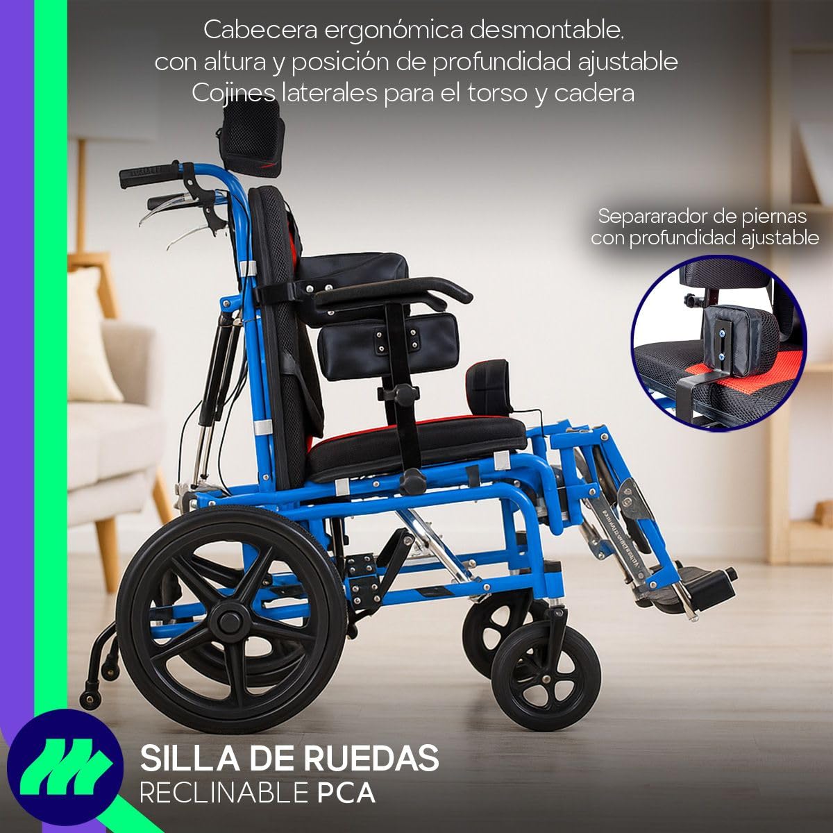 Silla de Ruedas Medical Store Roja Negra Acero Resistente para Adulto con Eleva Piernas Desmontables y Descansabrazos Ajustable para Parálisis Cerebral de Lujo