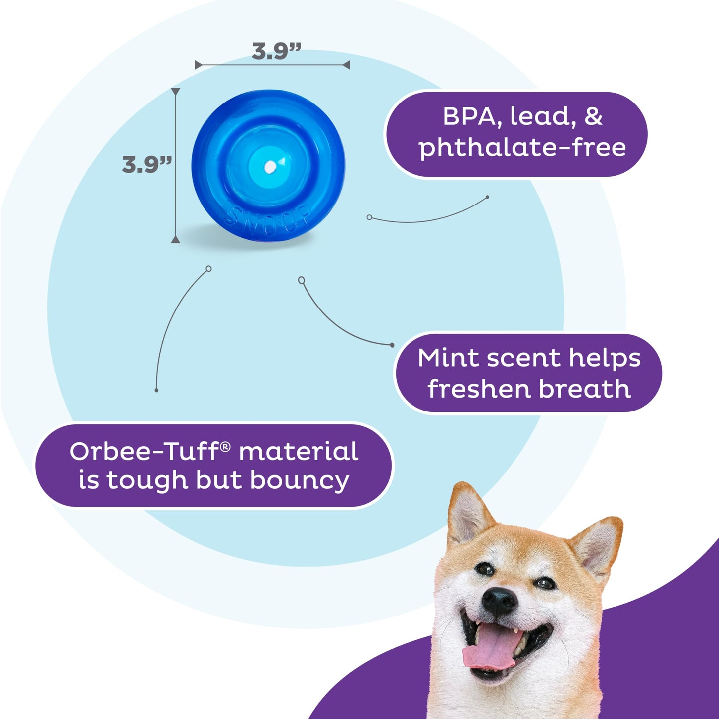 Juguete Interactivo Planet Dog Orbee-Tuff Azul Real dispensador pequeño para Perro