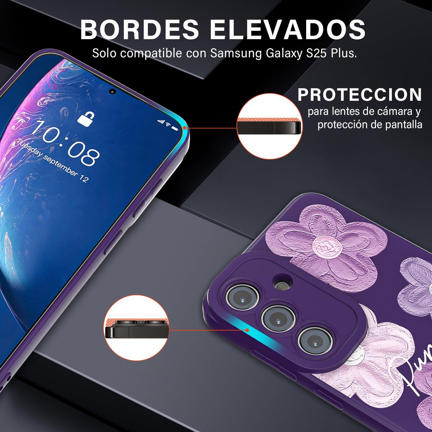 Threehao Funda para Samsung Galaxy S25 Plus, Ultra Delgado Flexible Suave TPU Silicona Carcasa con Moda Aesthetic Dibujos Flores, Antigolpes Anti-arañazos Protectora Case para Samsung S25 Plus