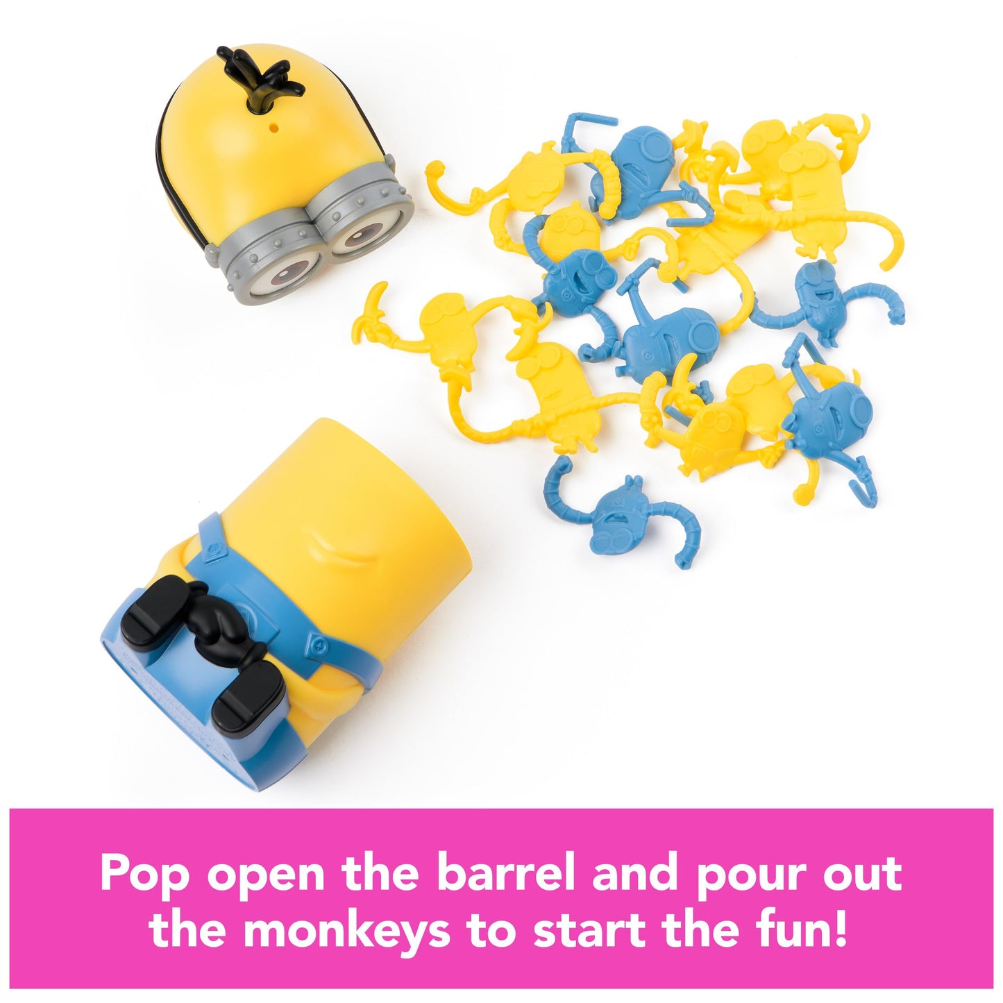 Barrel of Monkeys Minions, juego retro de conectar piezas para toda la familia | Juegos para niños en edad preescolar | Juegos clásicos | Juegos para noches de juegos en familia, a partir de 3 años