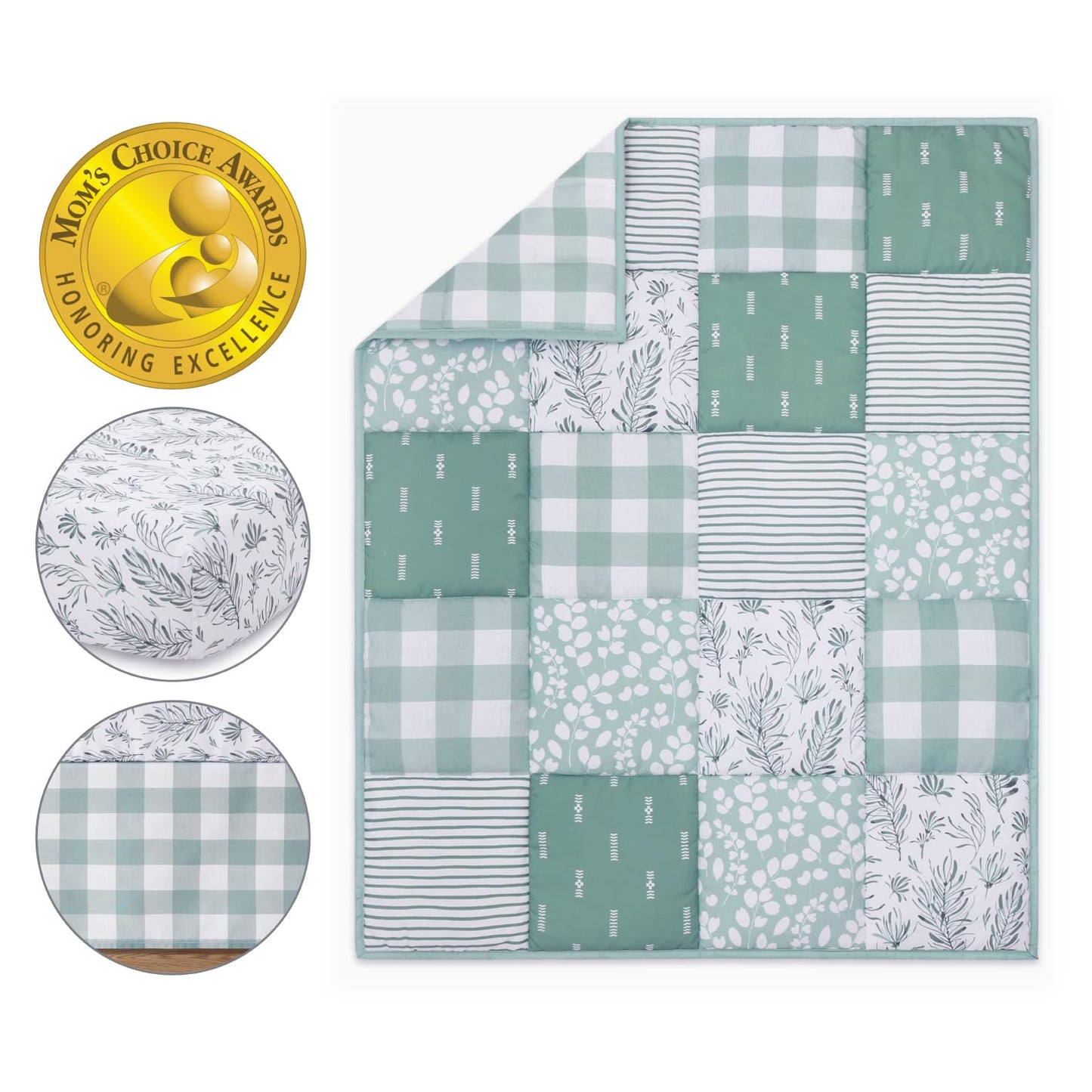 The Peanutshell - Juego de cama de 3 piezas para cuna de bebé para niños y niñas, juego de cama para recién nacidos, bebés y niños pequeños, decoración con sábana bajera para cuna, volantes contra el
