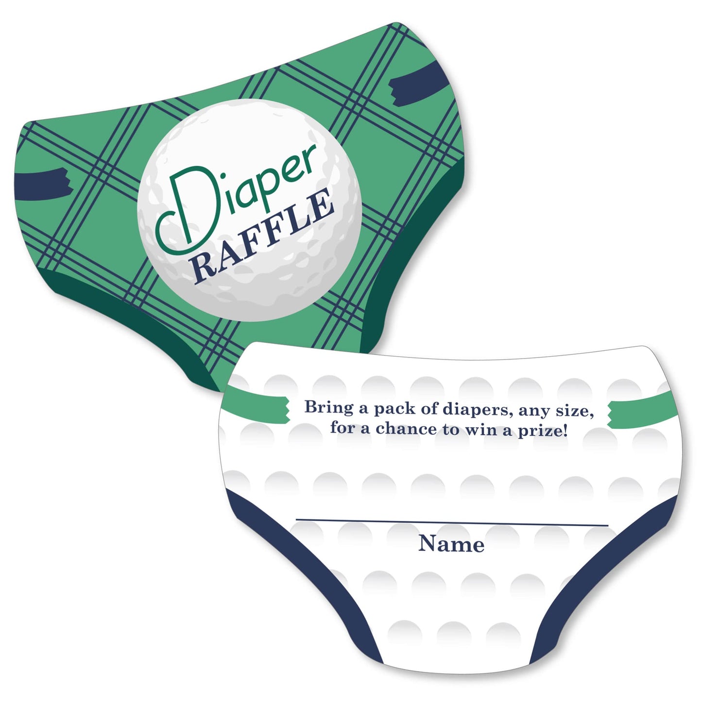 Big Dot of Happiness Par-Tee Time - Golf - Insertos para boletos de rifa en forma de pañal, actividades de baby shower - Juego de 24