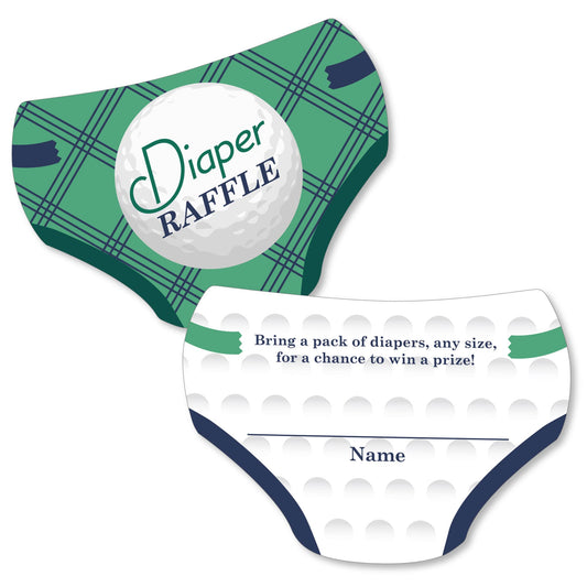 Big Dot of Happiness Par-Tee Time - Golf - Insertos para boletos de rifa en forma de pañal, actividades de baby shower - Juego de 24