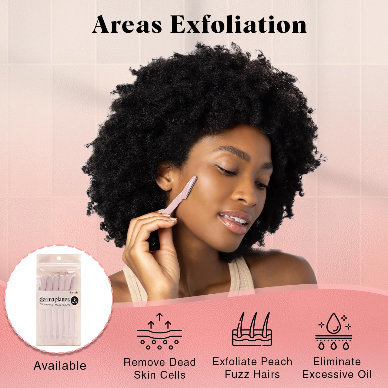 Kitsch Juego de herramientas para dermaplaning – depilación facial para mujeres, vuelta a la escuela, afeitadora de pelusas de melocotón y cejas, afeitadora facial deraplane, depiladora exfoliante para mujer para piel sensible