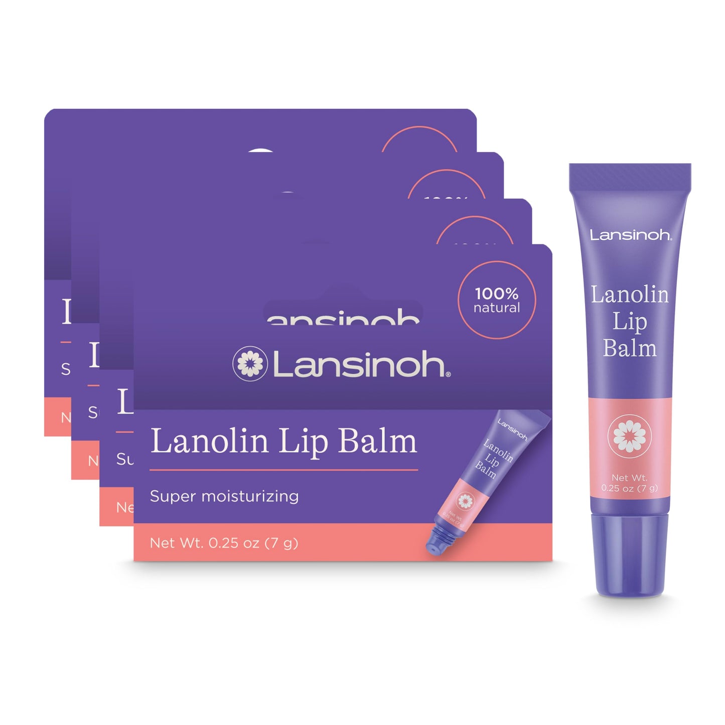 Lansinoh Lanolin Lip Balm, Pack of 4