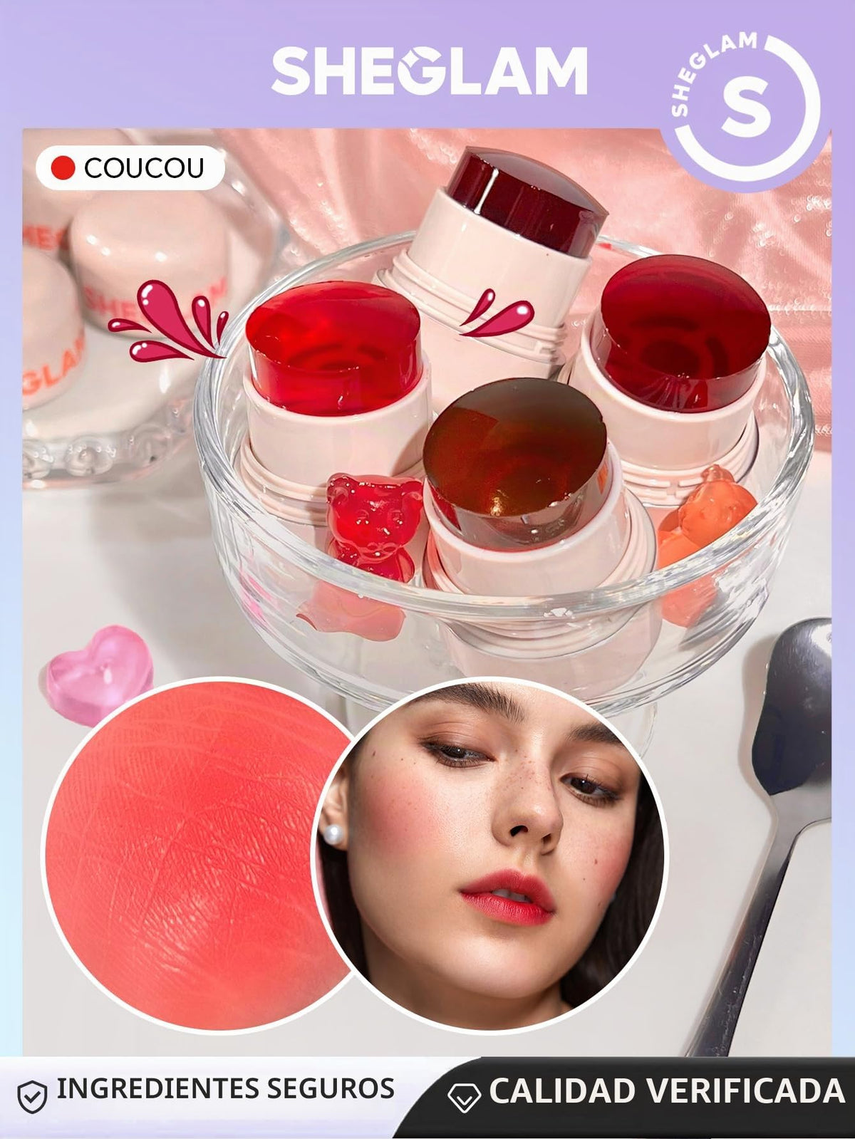 SHEGLAM Jelly-Licious Hydrating Lip and Blush Tint (Coucou, Pequeño)