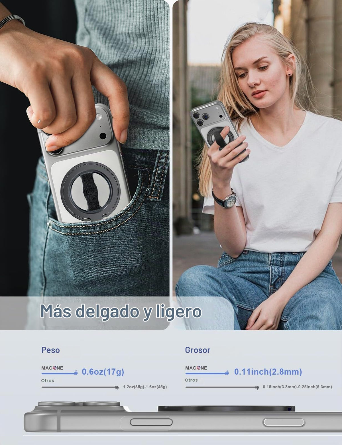 Soporte de Agarre para Teléfono EWA MagOne 3ª Generación Negro Compatible con MagSafe
