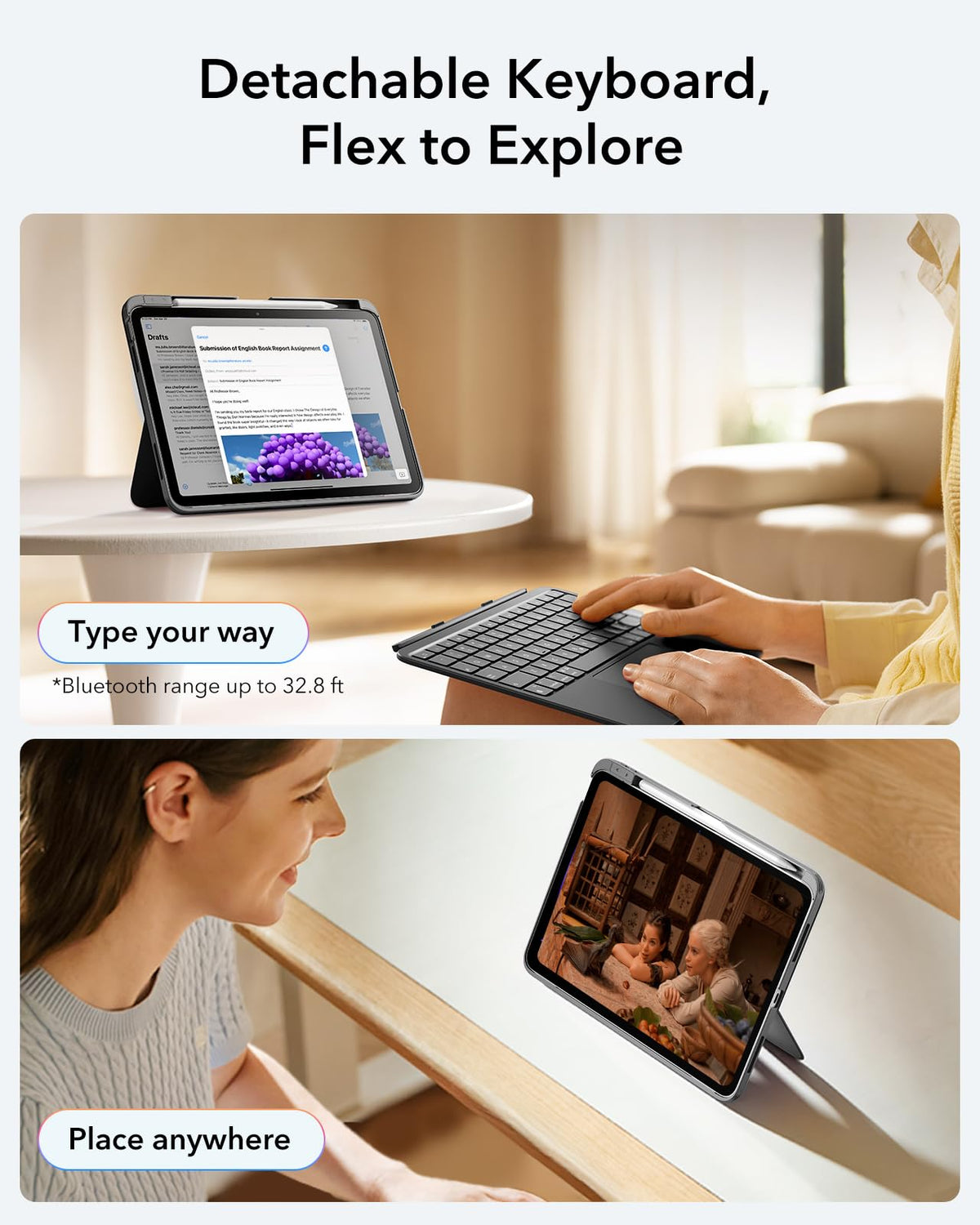 Funda iPad ESR Ultraligera con Teclado A16 11/10 Generación