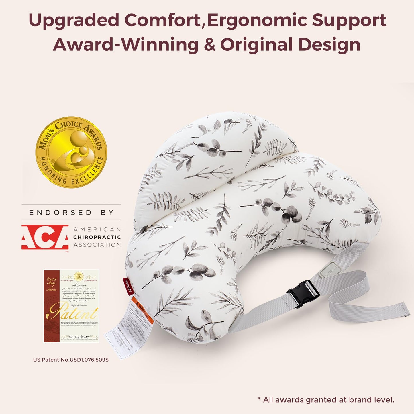 Momcozy Almohada de Lactancia con Protección Innovadora para Amamantar - Almohada de Alimentación Más Ancha para Mayor Apoyo para Mamá y Bebé - Lactancia Más Fácil y Manos Libres - Se Ajusta a Todas