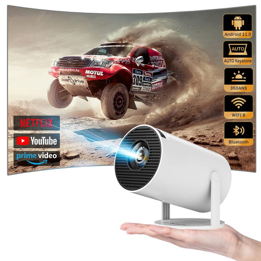 GILLAS Mini Proyector Inteligente con 4K 5G WiFi, Experiencia de Pantalla Grande con Sonido Premium, Pantalla de 150 Pulgadas,Proyector de Películas Bluetooth 5.2 Compatible con Android/iOS/HDMI/USB