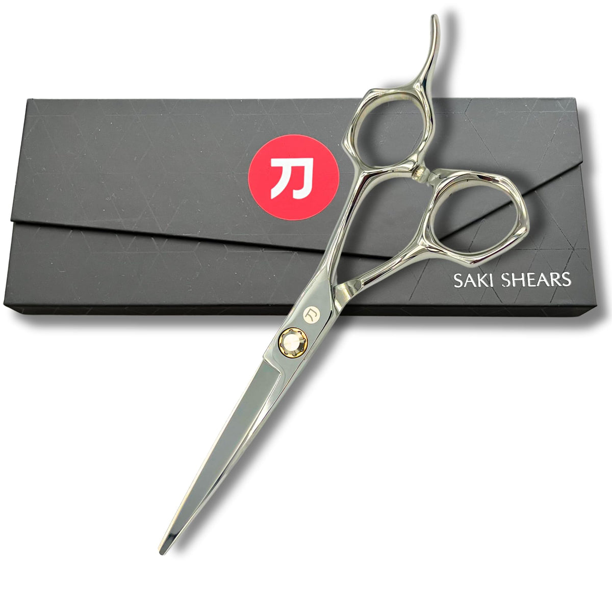 Saki Shears Tijeras profesionales para cortar el cabello - 6 pulgadas - Hoja convexa - Acero inoxidable japonés 440C - Para corte húmedo o seco - Musashi para peluqueros y barberos