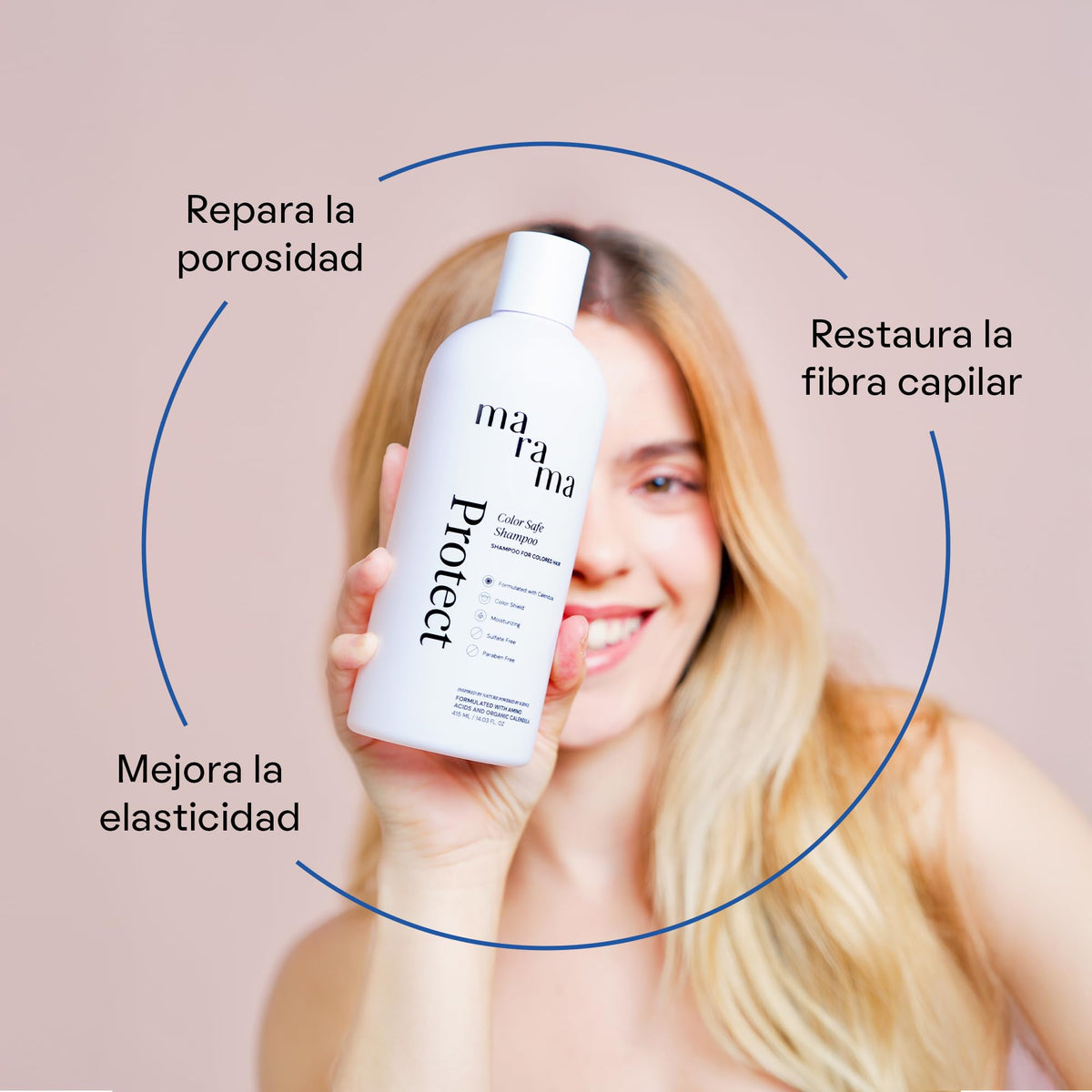MARAMA | Protect Shampoo Para Cabello Teñido 500 ml – Contiene Aminoácidos y Caléndula Orgánica | Sin Sulfatos y Parabenos | Shampoo Antifrizz