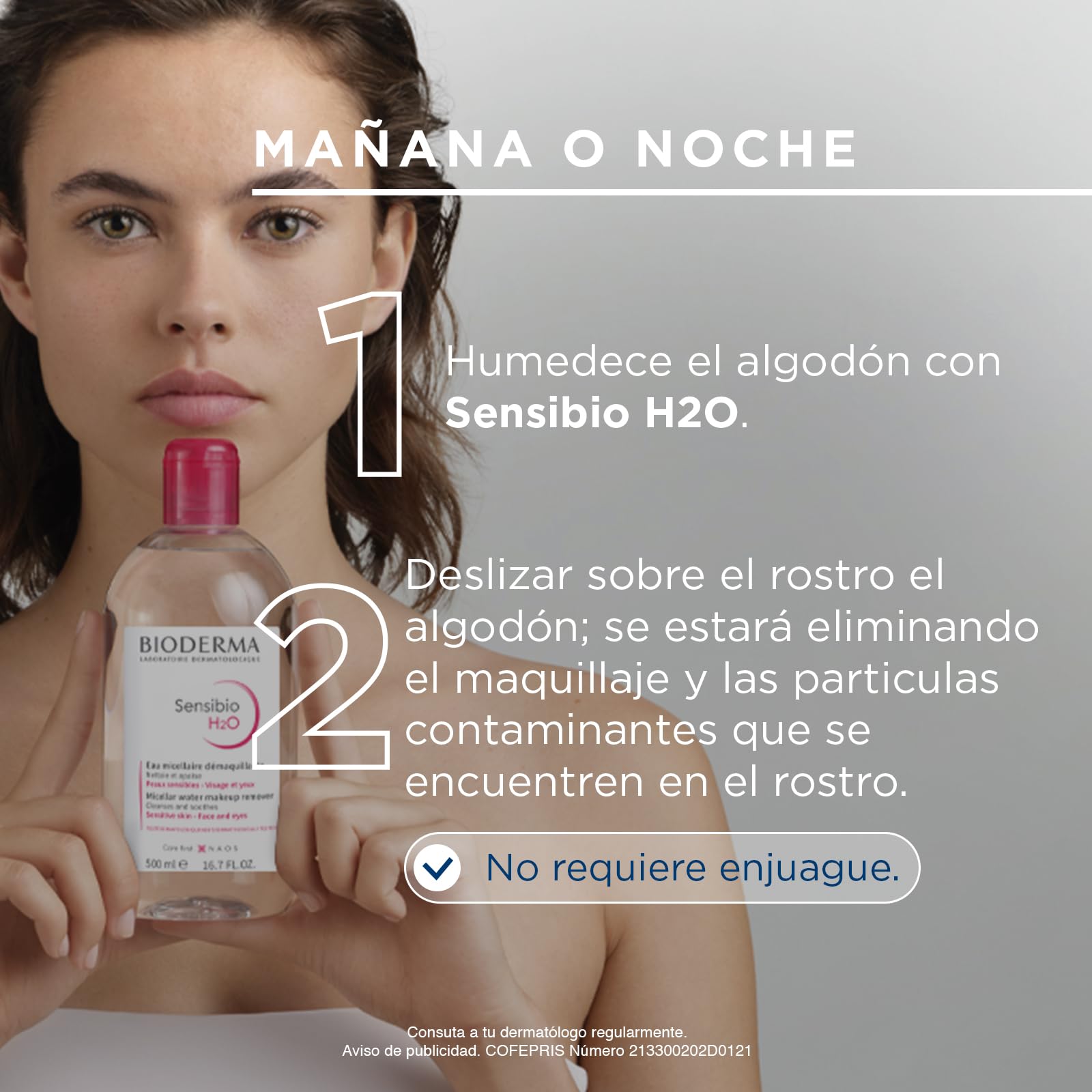 BIODERMA, Agua Micelar, Sensibio H2O, Desmaquillante para Piel Sensible, Calma y Reduce la Irritación, 250 ml