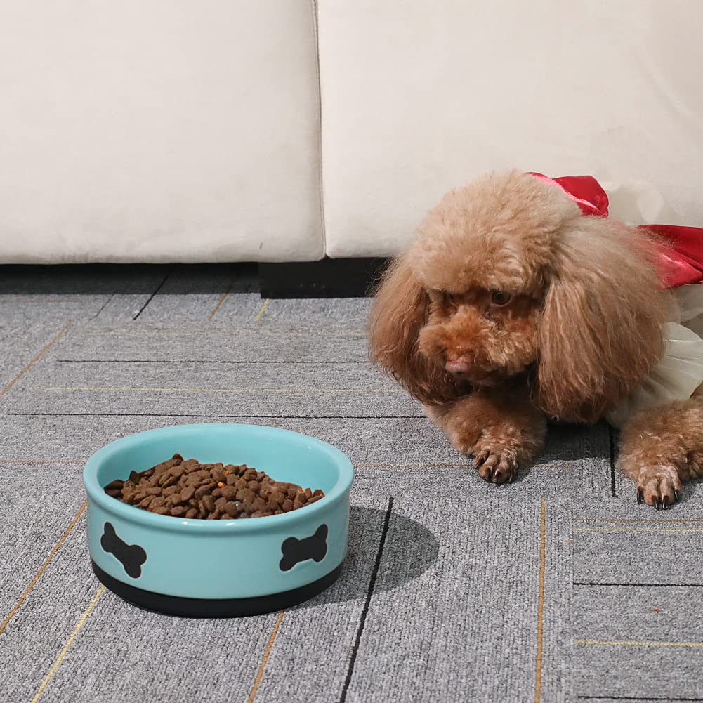 Cuencos De Cerámica SWEEJAR Turquesa con Patrón De Hueso para Perros Grandes 70 Onzas Líquidas