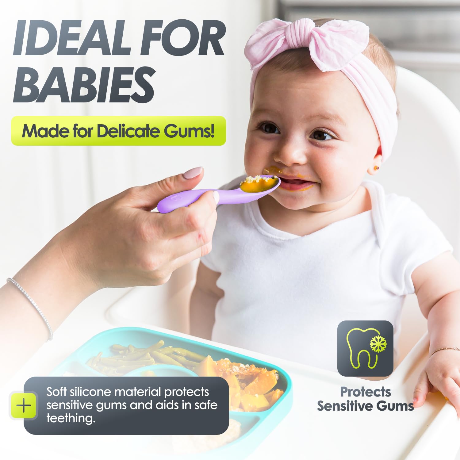bblüv - Spoön - 5 cucharas de silicona para bebés - Cucharas para niños pequeños, para autoalimentación para bebés, silicona de grado alimenticio, sin BPA, apta para lavavajillas (Pink)