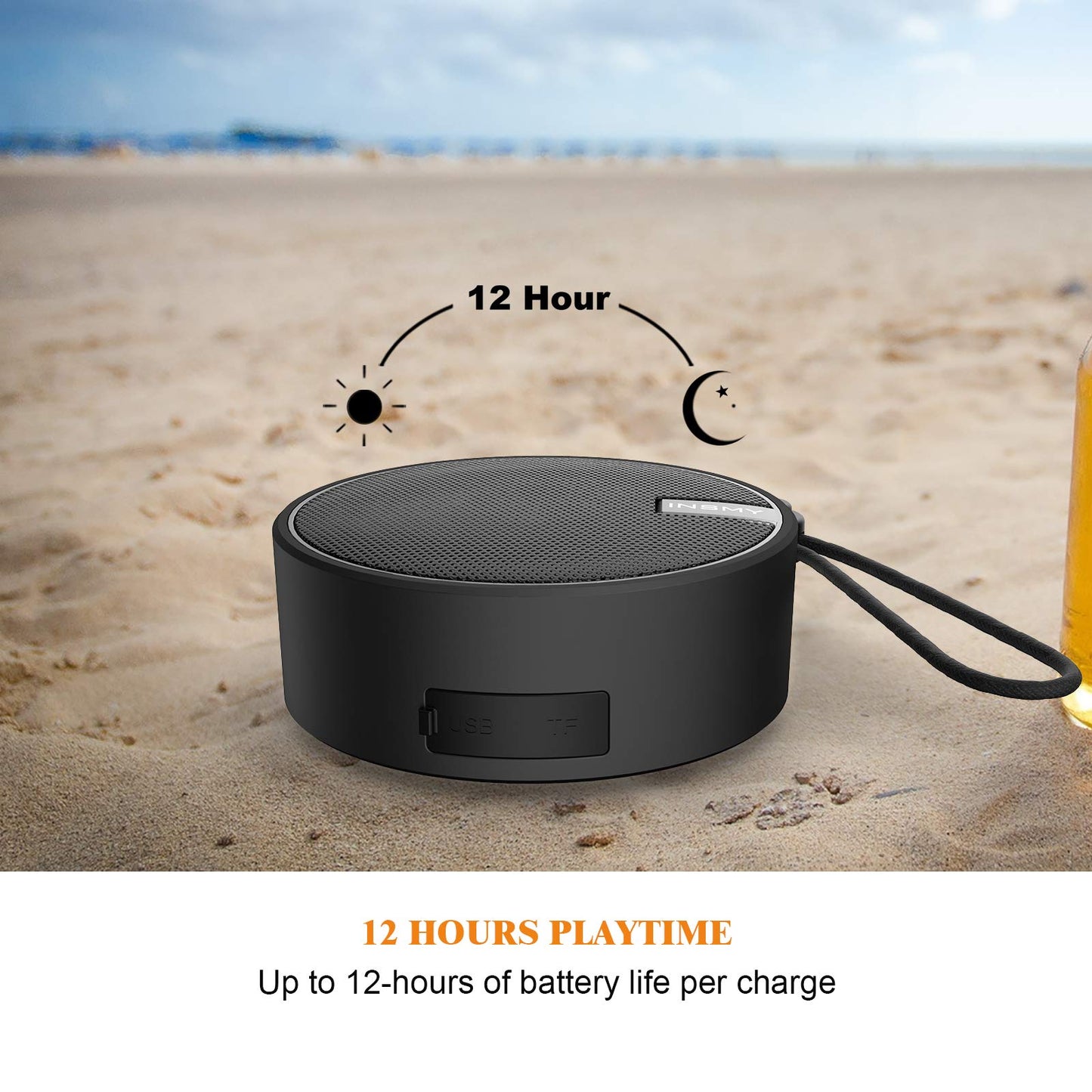 INSMY C12 IPX7 Waterproof Shower Bluetooth Speaker, Portable Small Speaker, Speakers Bluetooth Wireless Loud Clear Sound, Support TF Card Suction Cup for Outdoor Kayak Canoe Beach Pool Gift
