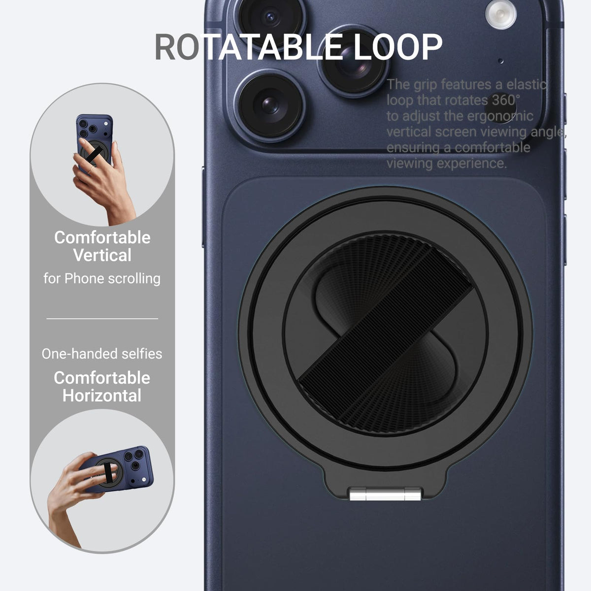 Soporte Magnético Gornergrat Grat 4 Plata con Lazo de Correa Giratorio Compatible con iPhone 17 Pro Max para Teléfono