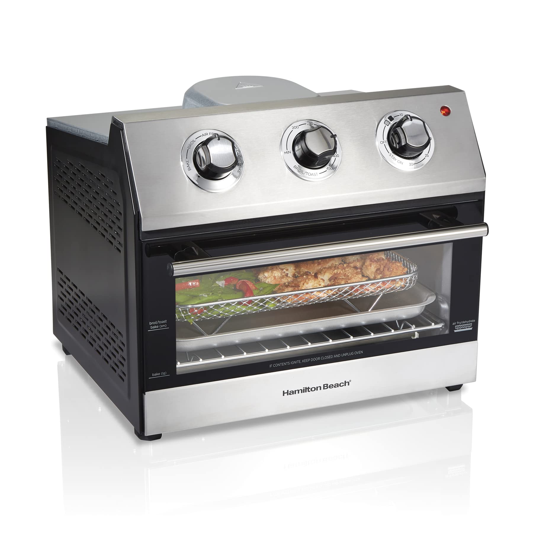 Horno digital con Freidor con Aire 31222 Hamilton Beach/1800 watts de potencia/ 5 funciones de uso/Temporizador/Capacidad de una pizza de 30 cm