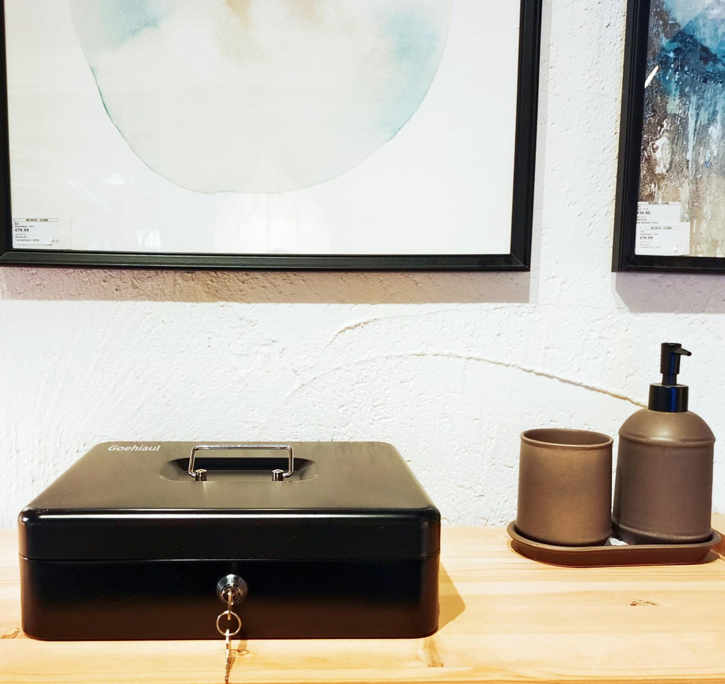 Caja de Efectivo XY-Firestar Negra con Llave y Bandeja para Billetes