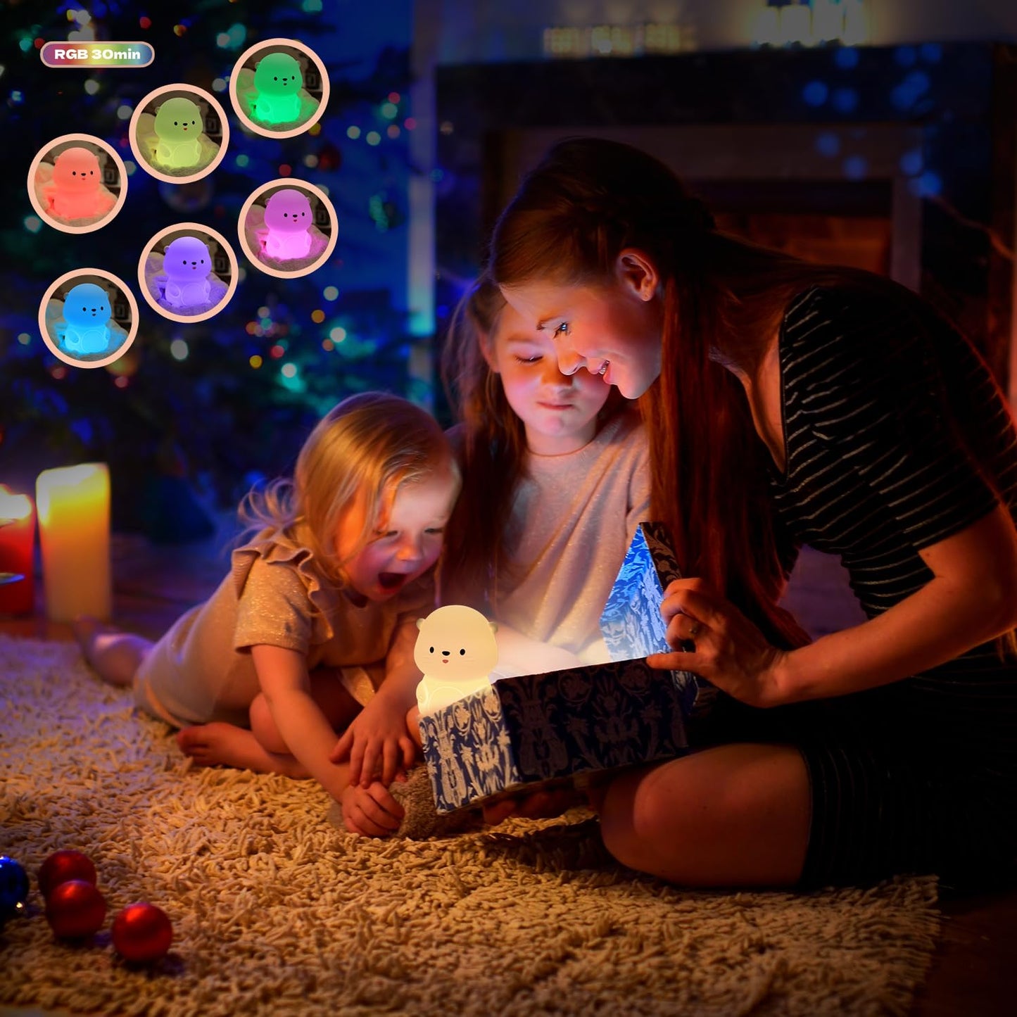 Bestfaith - Lámpara de noche con forma de nutria, luz LED blanda nocturna, regulable, para niños, lámpara táctil recargable con temporizador, decoración de recámara, regalos divertidos para niños