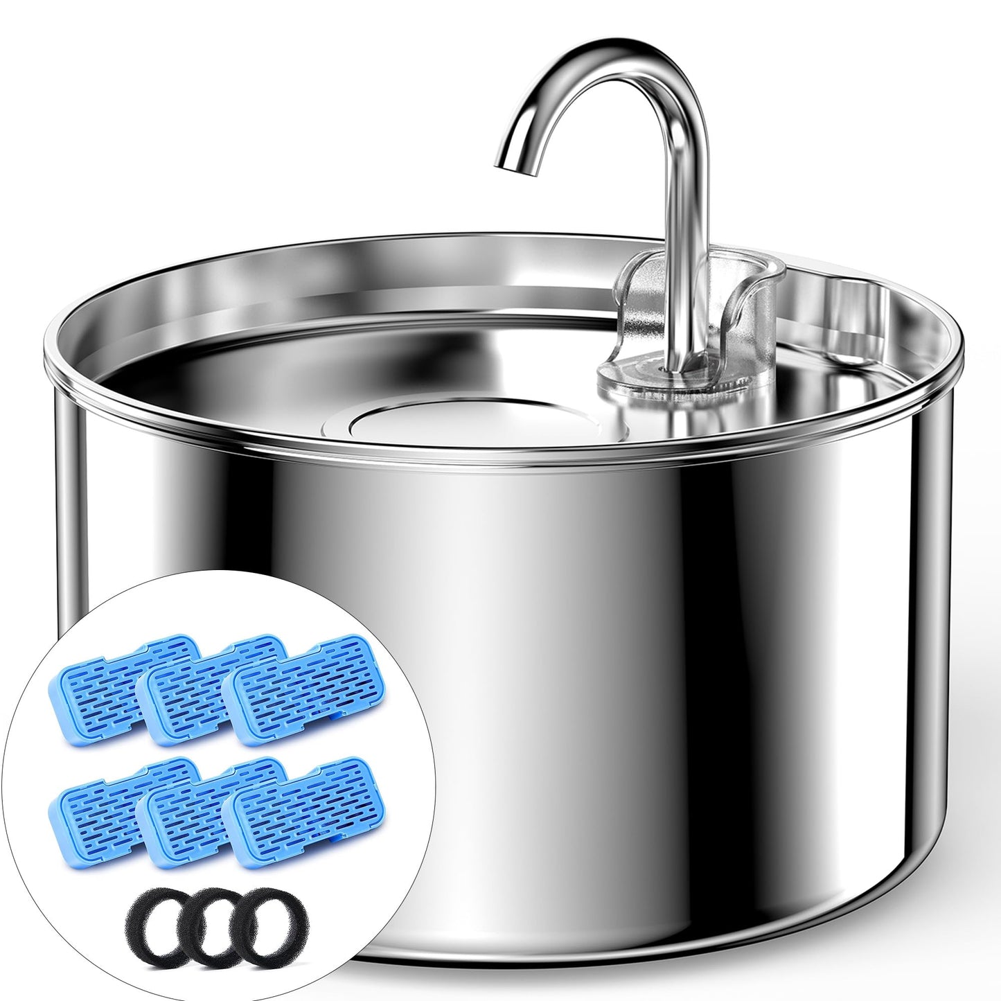 Fuente de Agua AOOGITF Acero Inoxidable Ultra Silenciosa 72 Onzas para Gatos