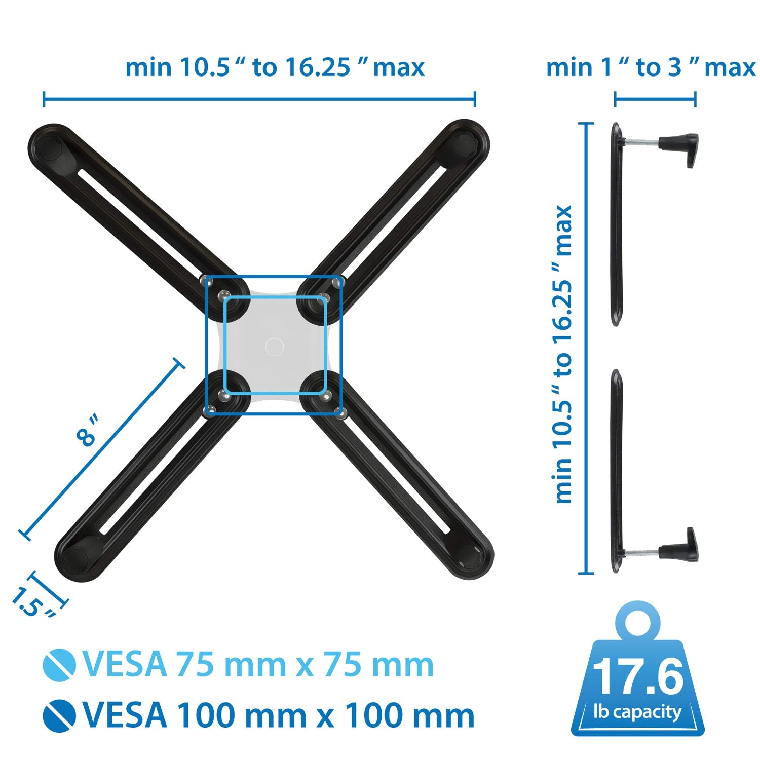 Kit de Montaje de Adaptador VESA Mount-It! para Monitores HP Acer Samsung Dell Asus LCD LED 13 a 27 Pulgadas Compatible con VESA 75 y 100
