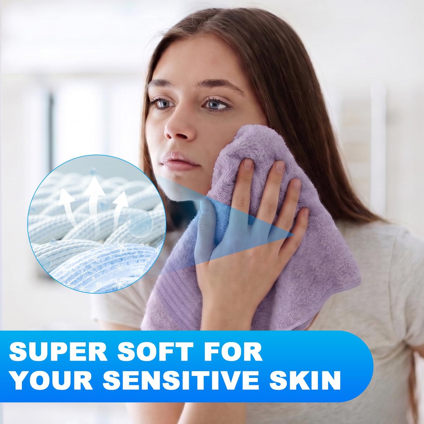 INFICRIME - Paños de lavado para cara, paquete de 3, 100% algodón, toallas faciales suaves absorbentes para rostro y cuerpo, paños de lavado de secado rápido para ducha, baño, 3 colores