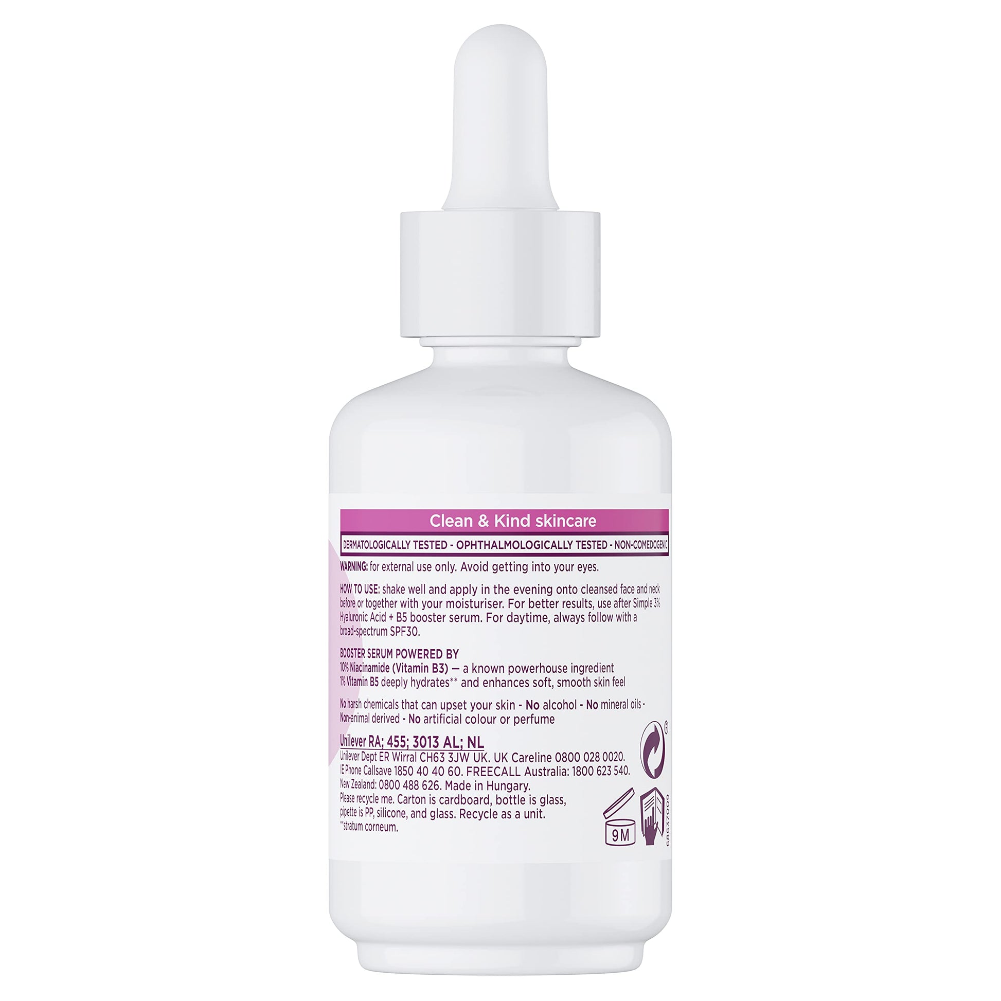 SIMPLE, Suero facial con Niamicida y Vitamina B3, 30 ml