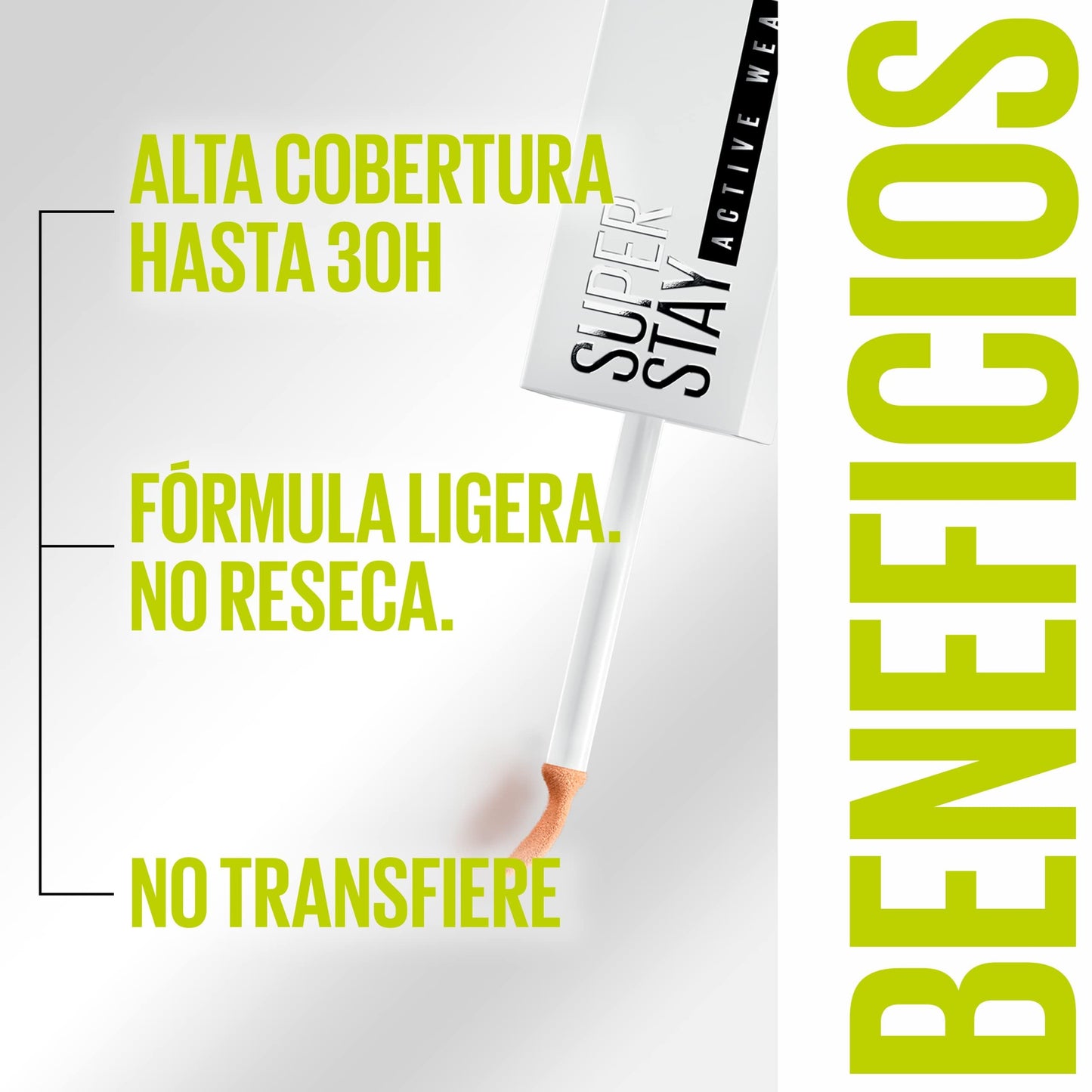 Maybelline Corrector facial que ofrece un acabado natural de larga duración, Active Wear corrector 30H, Tono 15 Light, 10ml