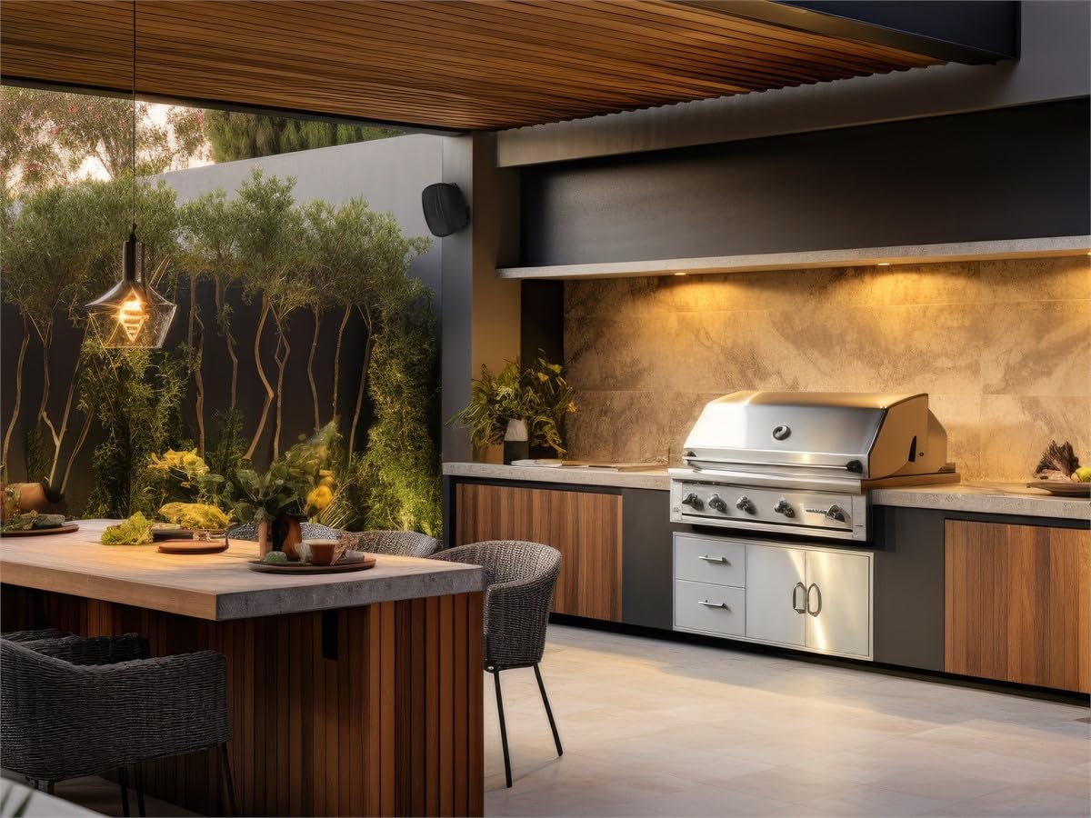 Monoprice WS-7B-42-B 4" Altavoz Impermeable de 2 vías de 70 V para Interiores y Exteriores, Negro Cada uno para Uso en Sistemas de Audio para Todo el hogar, restaurantes, Bares, Tiendas minoristas,