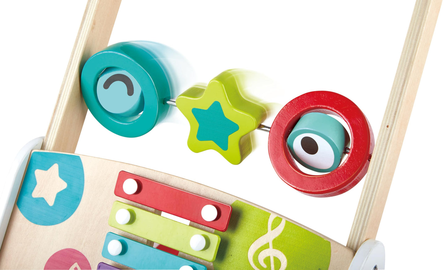 Juguete de Empujar (Arrastre) Caminador de Madera Musical Para Bebes y Niños : Desarrollo Motor y Diversión para Niños Pequeños. E0383