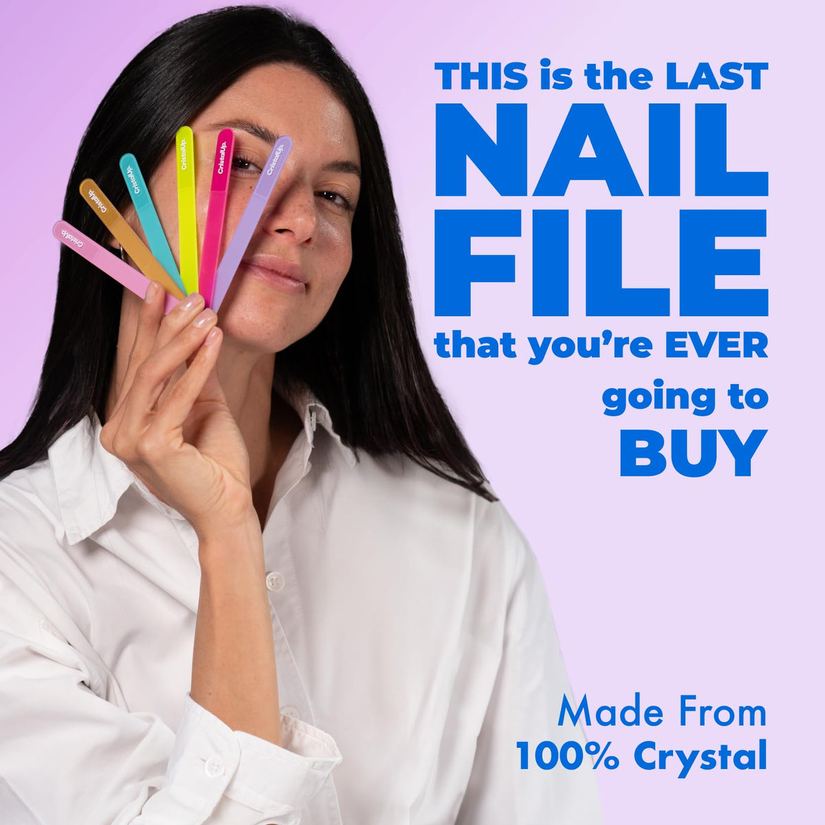 Lima de uñas de cristal CRISTAUP de 5,3 pulgadas, lima de vidrio duradera, ecológica, suave para las uñas, perfecta para el hogar, la oficina y para llevar, diseño elegante para resultados