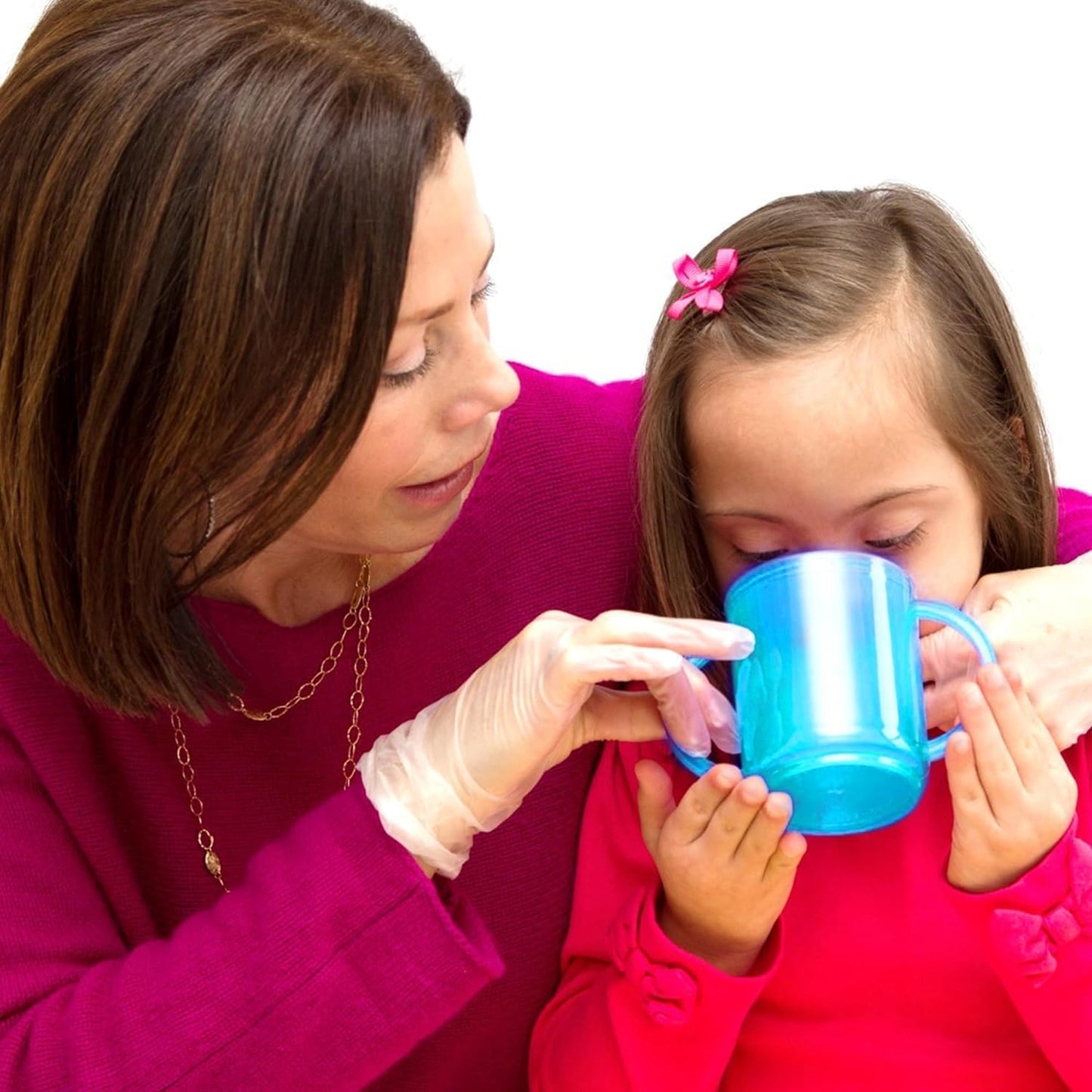 TalkTools Recessed Lid Cup with Handles - Leak Proof | Promotes Oral Motor Skills, Lip Closure, and Self Feeding | Alternative to Sippy Bottle | Food Grade Materials | Dishwasher Safe (Light Blue)