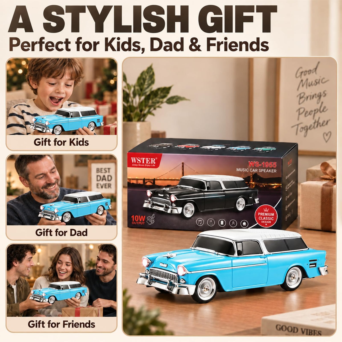 Altavoz Bluetooth WSTER Azul Station Wagon Classic