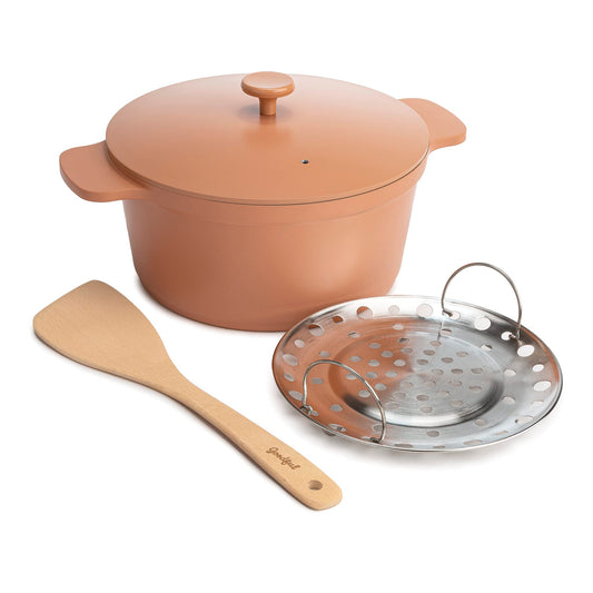 Goodful - Olla todo en uno, antiadherente de revestimiento múltiple, horno holandés fundido de alto rendimiento con tapa a juego, estante para asar y volteador, hecha sin PFOA, utensilios de cocina
