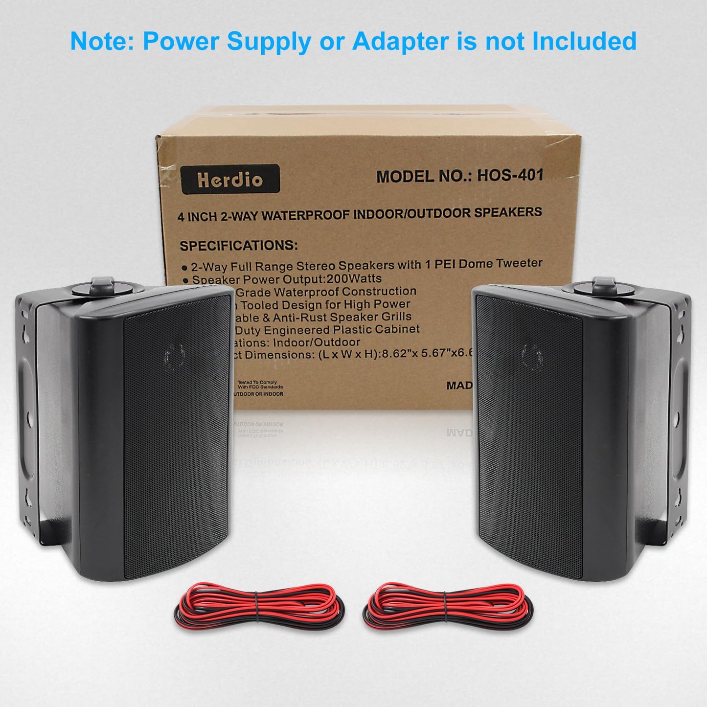 Herdio Altavoces 4 Pulgadas para Interiores y Exteriores, Resistentes al Agua, para terraza, Montaje en Pared, Altavoces, Negro