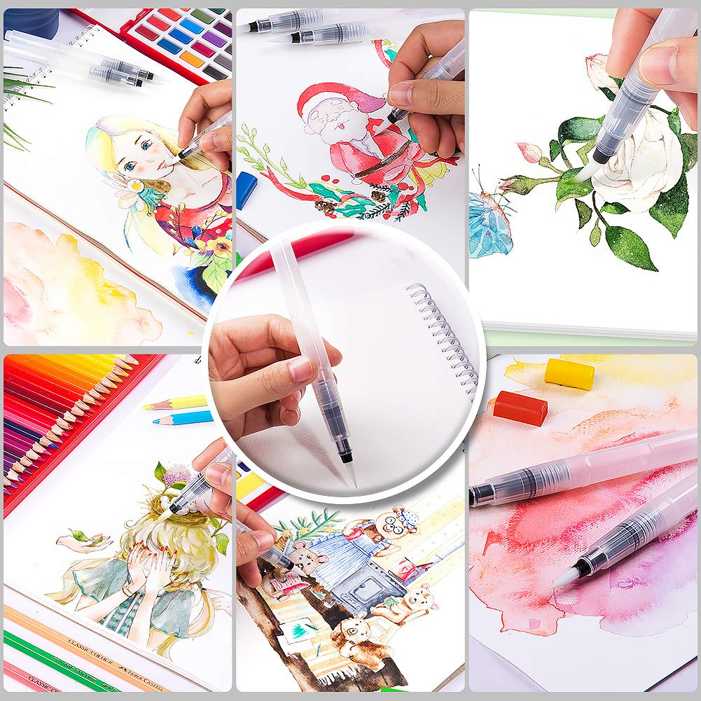 Pincel de Agua 10 Piezas Pinceles Acuarela de Pintura para Acuarela Puntas Caligrafía Arts Marcadores Surtidos Pequeño Grande de Agua Soluble Lápices Pinceles para Acuarela para Pintura de Acuarela