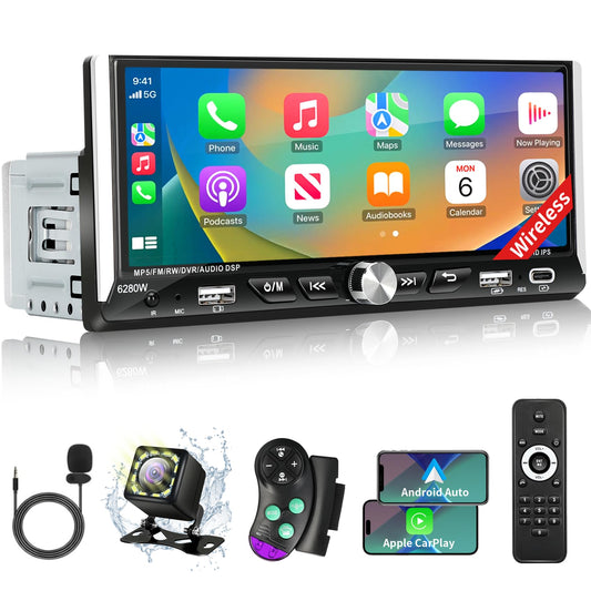 Estéreo de Coche Sobalai Negro con Carplay y Android Auto