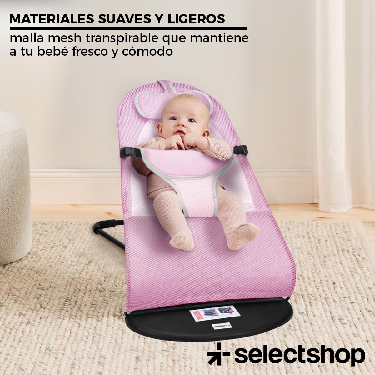 Silla Mecedora SELECTSHOP Gris Portátil de Lujo Asiento Transpirable y Cómodo Para Bebé