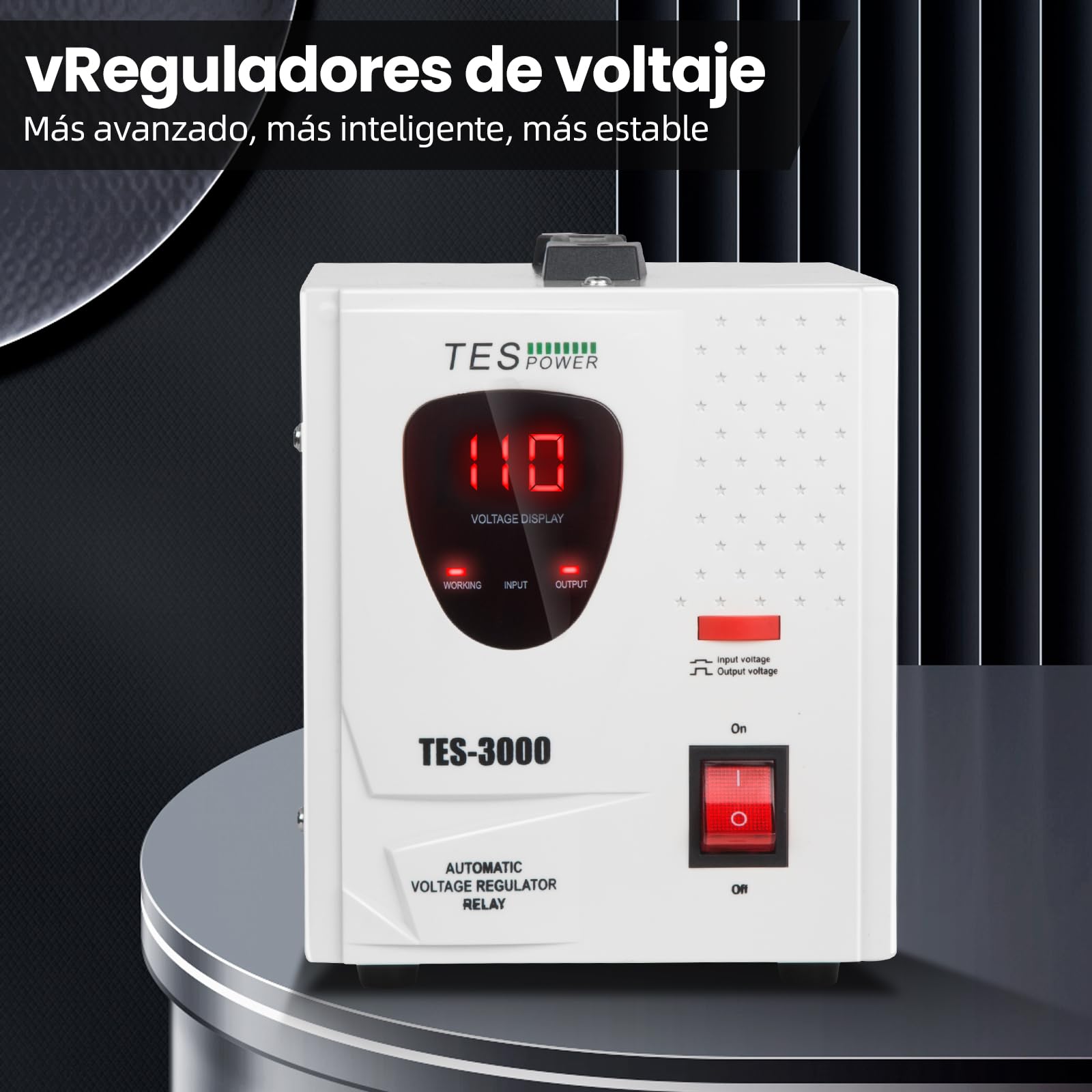 FlyDog Estabilizador y Regulador de Voltaje TES-3000, 3000VA/2000W, Voltaje de Salida: 110 V - Ideal para Electrodomésticos, Regulador Automático de Voltaje
