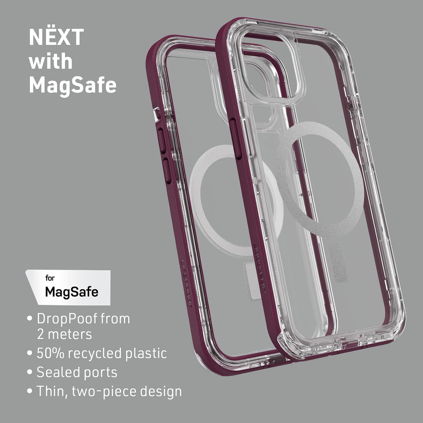 LifeProof Next Series con Funda MagSafe para iPhone 13 (Solamente), Color Morado Esencial