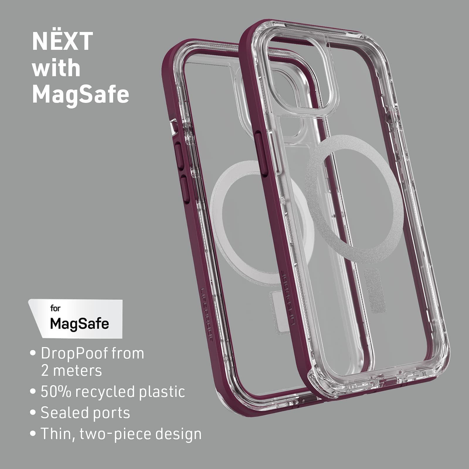 LifeProof Next Series con Funda MagSafe para iPhone 13 (Solamente), Color Morado Esencial